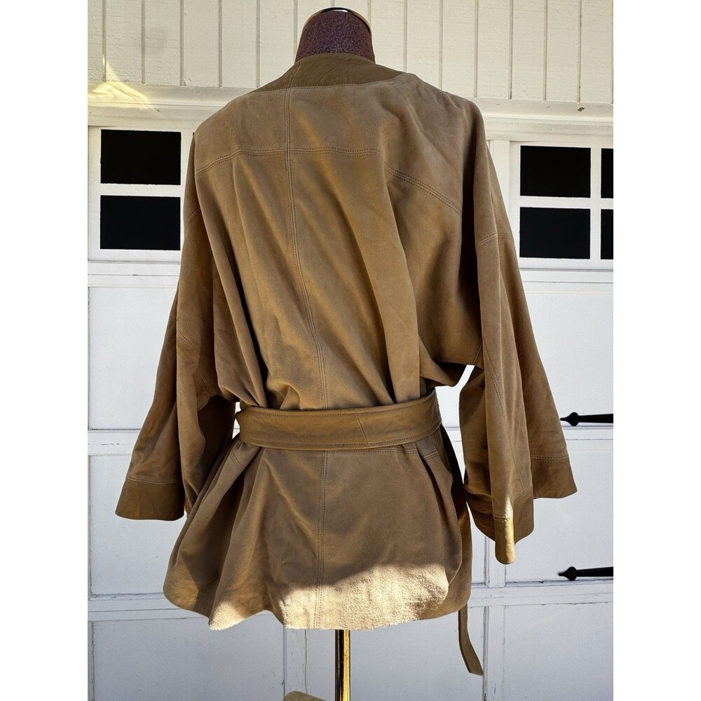 Gap Limited Edition Belted Suede Topper Jacket, khaki SIZE L Kimono Leather Boho - Picture 3 of 13